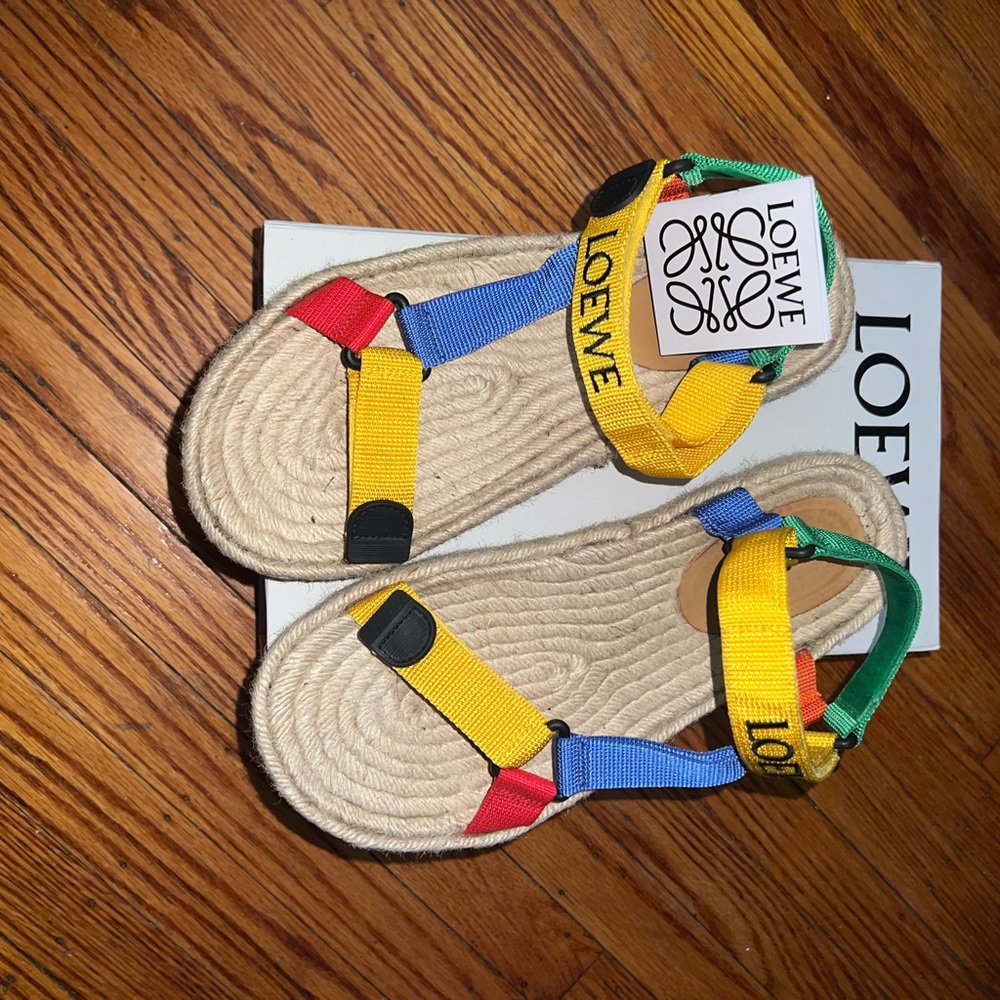 Loewe Multicolor Rope Espadrille Sandals - Yellow, Blue, Red, Green